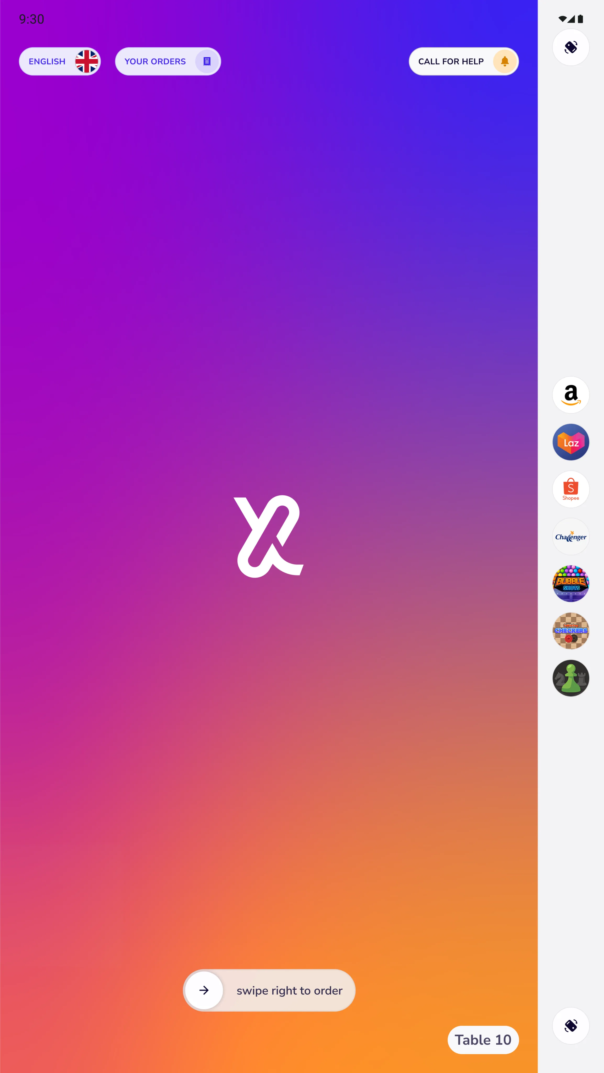 Kiosk landing screen